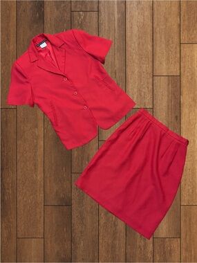 Vintage Red skirt & jacket set Morton Bernard size 4